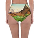 River Between Green Forest With Brown Mountain Reversible High-Waist Bikini Bottoms View2