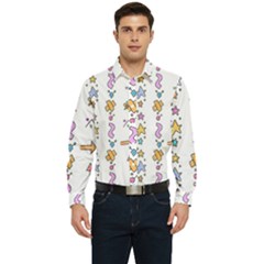 Doodles Border Letter Ornament Men s Long Sleeve  Shirt