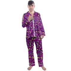 Background Doodles Math Men s Long Sleeve Satin Pajamas Set