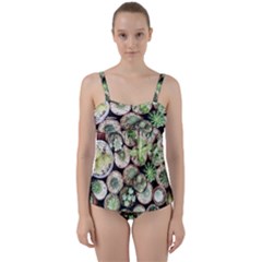Cactus Nature Plant Desert Twist Front Tankini Set by Bedest