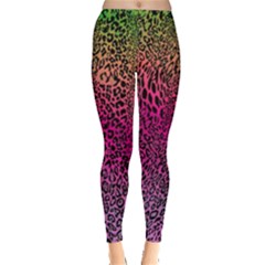 Leopard Colorful Pink Digital Print Stretch Leggings by CoolDesigns