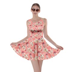 Mushroom Cute Bunny Light Coral Skater Dress