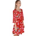 Red Yummy Colorful Sweet Lollipop Candy Macaroon Cupcake Donut Seamless Velour Kimono Dress  View3