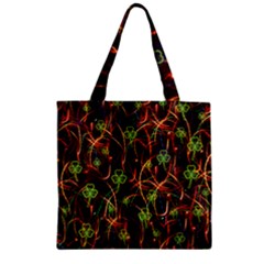 Neon Shamrock Dark Stretch Zipper Grocery Tote Bag by CoolDesigns