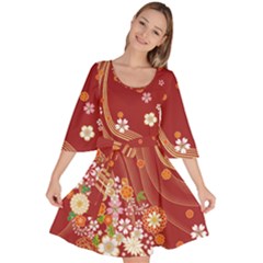 Blossom Red Cherry Blossom Velour Kimono Dress   by CoolDesigns