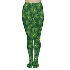 Vintage Green Shamrock Clover Leaves Tights