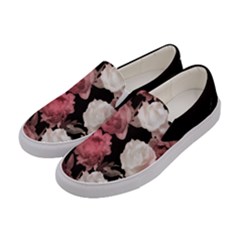 Black Elegant Roses Pattern Womens Slip Ons by CoolDesigns