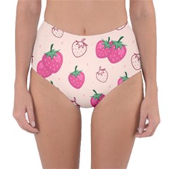 Seamless Strawberry Fruit Pattern Background Reversible High-waist Bikini Bottoms
