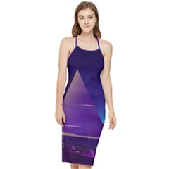 Egyptian Pyramids Night Landscape Cartoon Bodycon Cross Back Summer Dress by Bedest