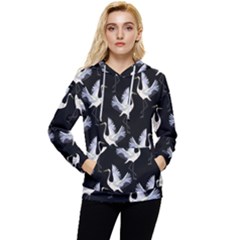Crane Pattern Bird Animal Women s Lightweight Drawstring Hoodie by Bedest