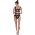 Floral Pattern With Plants Sloth Flowers Black Backdrop Bandaged Up Bikini Set  View2