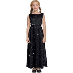 Sky Black Star Night Space Edge Super Dark Universe Kids  Satin Sleeveless Maxi Dress by Cendanart