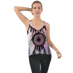 Dream Catcher Art Feathers Pink Chiffon Cami