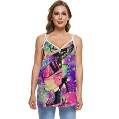 Anchor Purple Space Casual Spaghetti Strap Chiffon Top