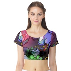 Graffiti Corazones Kingdom Saga Super Short Sleeve Crop Top by Cemarart