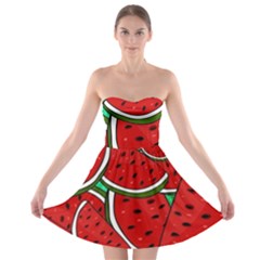 Summer Watermelon Fruit Strapless Bra Top Dress by Cemarart