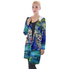 Peacocks In Garden Hooded Pocket Cardigan