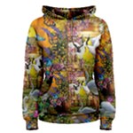 Garden Of Paradise Butterfly Swan Bird Painting Gazebo, Peacock Flower Women s Pullover Hoodie