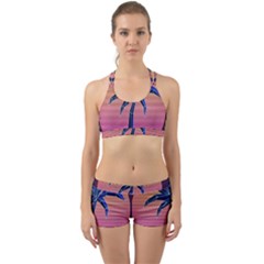 Abstract 3d Art Holiday Island Palm Tree Pink Purple Summer Sunset Water Back Web Gym Set by Cemarart