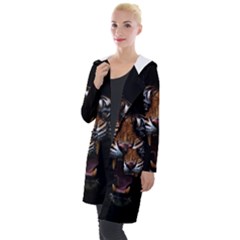 Tiger Angry Nima Face Wild Hooded Pocket Cardigan