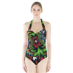 Kaleidoscopic Tropic Halter Swimsuit