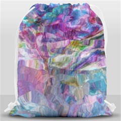 Fuchsia On Turquoise Flow Drawstring Bag (large) by kaleidomarblingart