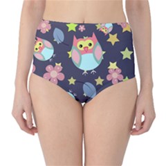 Owl Stars Pattern Background Classic High-waist Bikini Bottoms