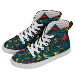 Bird Pattern Colorful Women s Hi-top Skate Sneakers by Cemarart