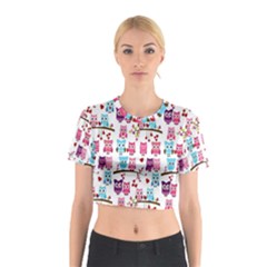 Owl Pattern Cotton Crop Top by Cemarart