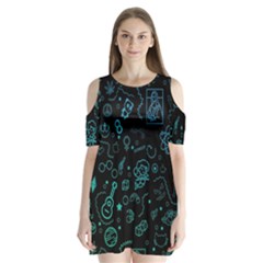 Cartoon, Halloween, Black, Dark Shoulder Cutout Velvet One Piece