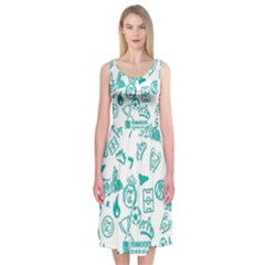 Background, Pattern, Sport Midi Sleeveless Dress