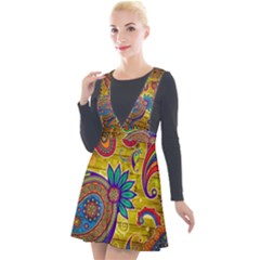 Pattern, Abstract Pattern, Colorful, Plunge Pinafore Velour Dress