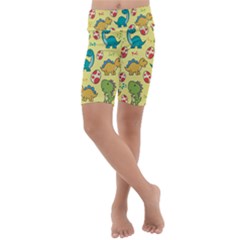 Seamless Pattern With Cute Dinosaurs Character Kids  Lightweight Velour Cropped Yoga Leggings