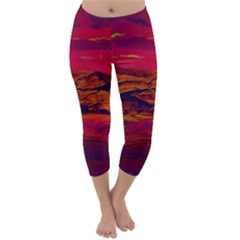 Time Wind Polishpattern Architecture Building City Cityscape Nature Pop-art Pop Surrealism  Retrowave Capri Winter Leggings  by Cemarart