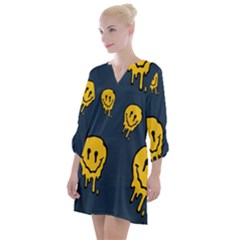 Aesthetic, Blue, Mr, Patterns, Yellow, Tumblr, Hello, Dark Open Neck Shift Dress