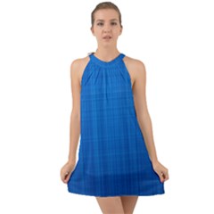 Blue Abstract, Background Pattern, Texture Halter Tie Back Chiffon Dress