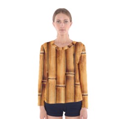Brown Bamboo Texture  Women s Long Sleeve T-shirt