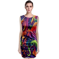 Colorful Floral Patterns, Abstract Floral Background Sleeveless Velvet Midi Dress