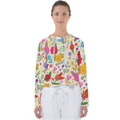 Colorful Flowers Pattern, Abstract Patterns, Floral Patterns Women s Slouchy Sweat