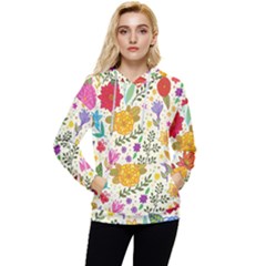 Colorful Flowers Pattern, Abstract Patterns, Floral Patterns Women s Lightweight Drawstring Hoodie