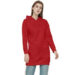 Ed Lego Texture Macro, Red Dots Background, Lego, Red Women s Long Oversized Pullover Hoodie