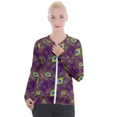 Feathers, Peacock, Patterns, Colorful Casual Zip Up Jacket