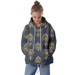Floral Damask Pattern Texture, Damask Retro Background Kids  Oversized Hoodie