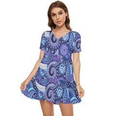 Patterns, Doodles, Pattern, Colorful, Textu Tiered Short Sleeve Babydoll Dress