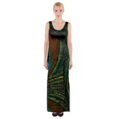 Peacock Feathers, Feathers, Peacock Nice Thigh Split Maxi Dress