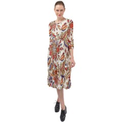 Retro Paisley Patterns, Floral Patterns, Background Ruffle End Midi Chiffon Dress