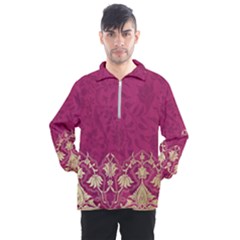 Vintage Pink Texture, Floral Design, Floral Texture Patterns, Men s Half Zip Pullover