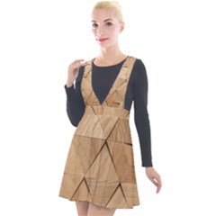 Wooden Triangles Texture, Wooden Wooden Plunge Pinafore Velour Dress