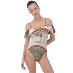 Egyptian Architecture Column Frill Detail One Piece Swimsuit by Proyonanggan