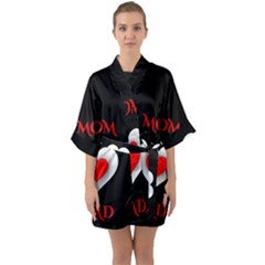 Mom And Dad, Father, Feeling, I Love You, Love Half Sleeve Satin Kimono  by nateshop